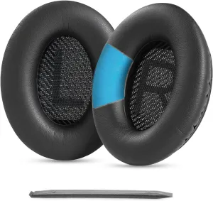 QC35 Ear Pads Ear Cushions Compatible with Bose QuietComfort 35 II QC35 QC25 Headphones Protein Leather Earcups Earmuffs (Black)