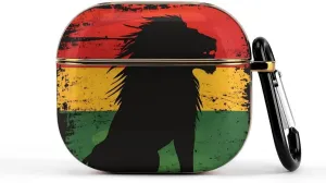 Rastafarian Flag Lion Silhouette Slim Travel Carrying Headphone Case Compatible with AirPods Smart Hard Shell Cover