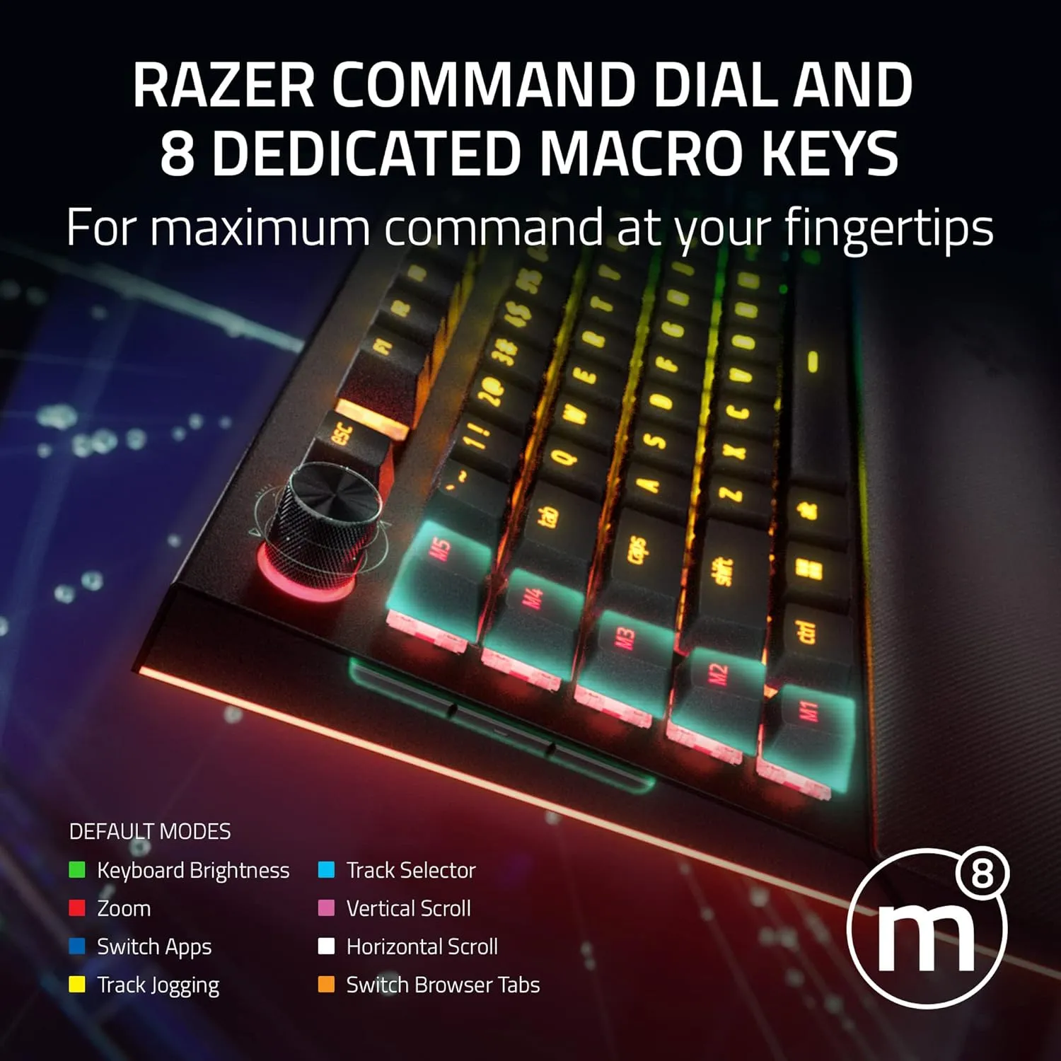 Razer BlackWidow V4 Pro Wired Mechanical Gaming Keyboard: Green Switches Tactile & Clicky - Doubleshot ABS Keycaps - Command Dial - Chroma RGB - Magnetic Wrist Rest Snap Tap