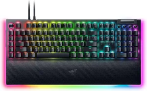 Razer BlackWidow V4 Pro Wired Mechanical Gaming Keyboard: Green Switches Tactile & Clicky - Doubleshot ABS Keycaps - Command Dial - Chroma RGB - Magnetic Wrist Rest Snap Tap
