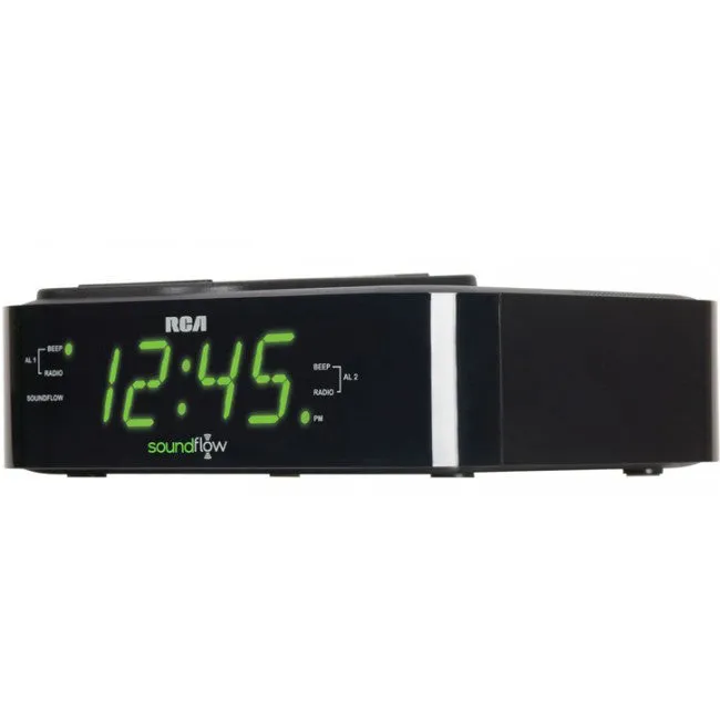 RCA Clock Radio with Soundflow Wireless Audio Speaker and USB Charging