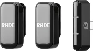 RDE Wireless Micro - Compact Wireless Microphone, Two Mics with Charge Case for Smartphone Content Creation - USB-C, Black