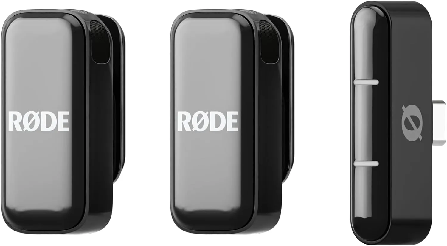 RDE Wireless Micro - Compact Wireless Microphone, Two Mics with Charge Case for Smartphone Content Creation - USB-C, Black