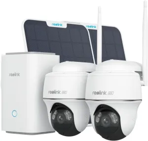 REOLINK 4K Solar Security Cameras Wireless Outdoor System, 360 Pan & 140 Tilt, Smart Motion Detection, 2.4G/5G Wi-Fi, Encrypted Local Storage, No Monthly Fee, Home Hub with 2X PT Ultra Cam Kit