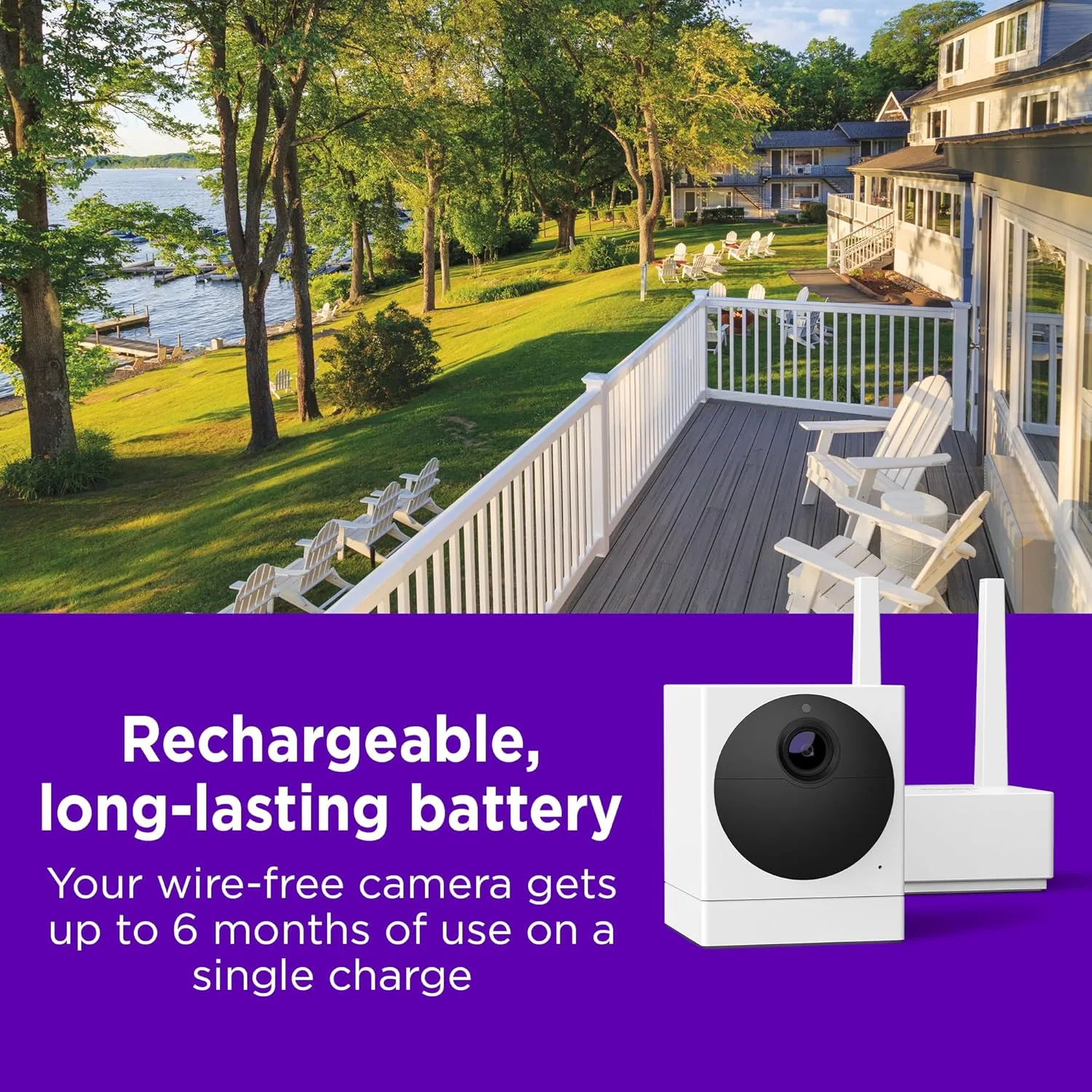 Roku Outdoor Camera for Home Security - IP65 Weather Resistance Wireless Security Camera with 1080p HD Night Vision, Works with Alexa & Google, Motion Detection - 90-Day Subscription Included, White