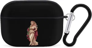 Rose Goddess Earbud Case Bluetooth Headphone Case Full Protective Case with Keychain Compatible with Airpods Pro Black-Style