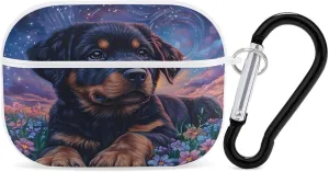 Rottweiler Flowers Earbud Case Bluetooth Headphone Case Full Protective Case with Keychain Compatible with Airpods Pro White-Style