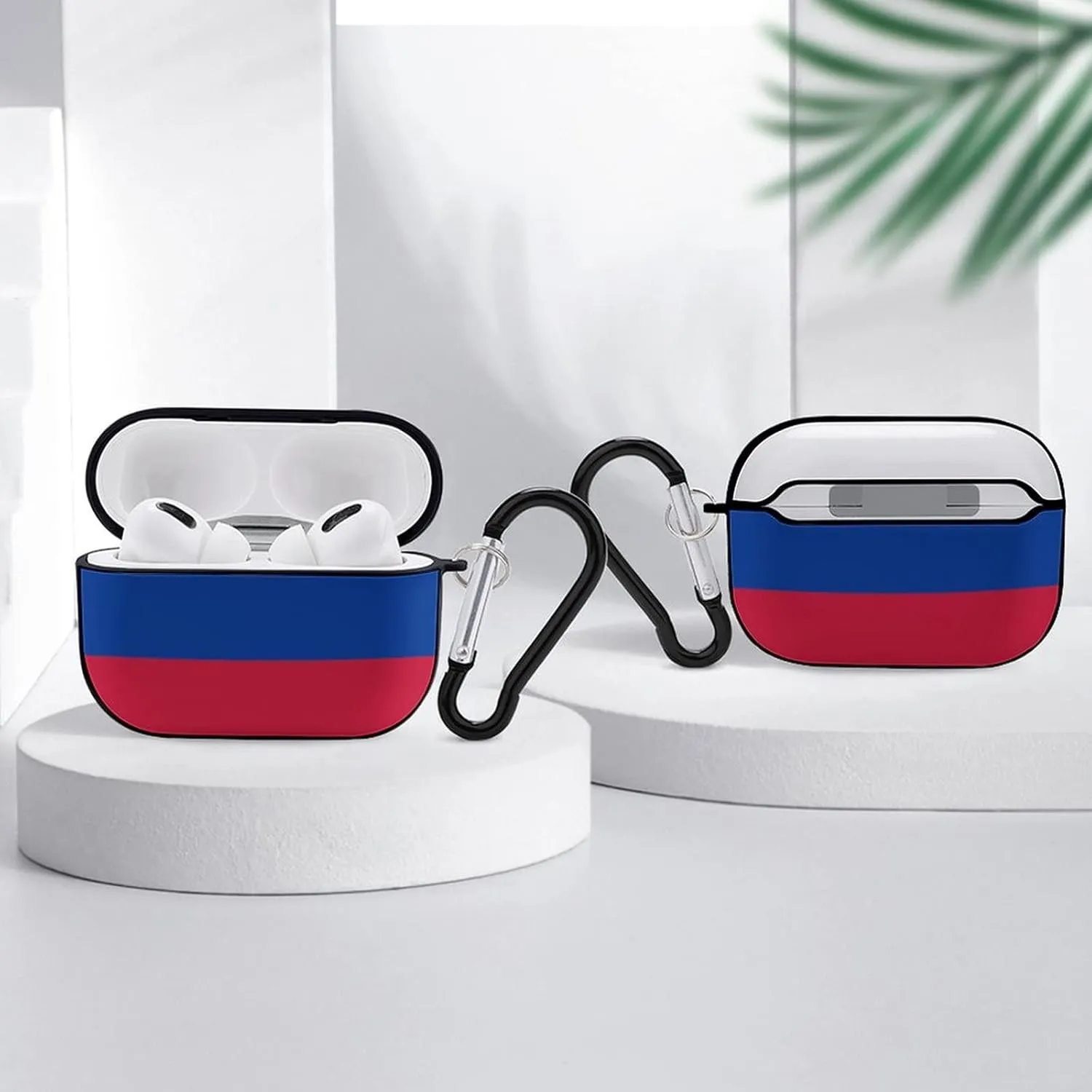 Russian Flag Full Printed Bluetooth Earbuds Case Cover for Airpods ProFull-Body Protective Earphone Case Cover with Keychain