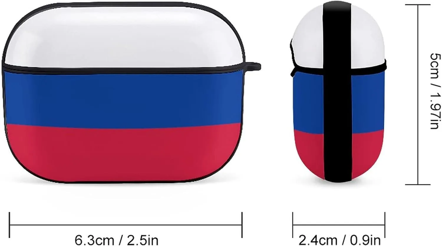 Russian Flag Full Printed Bluetooth Earbuds Case Cover for Airpods ProFull-Body Protective Earphone Case Cover with Keychain