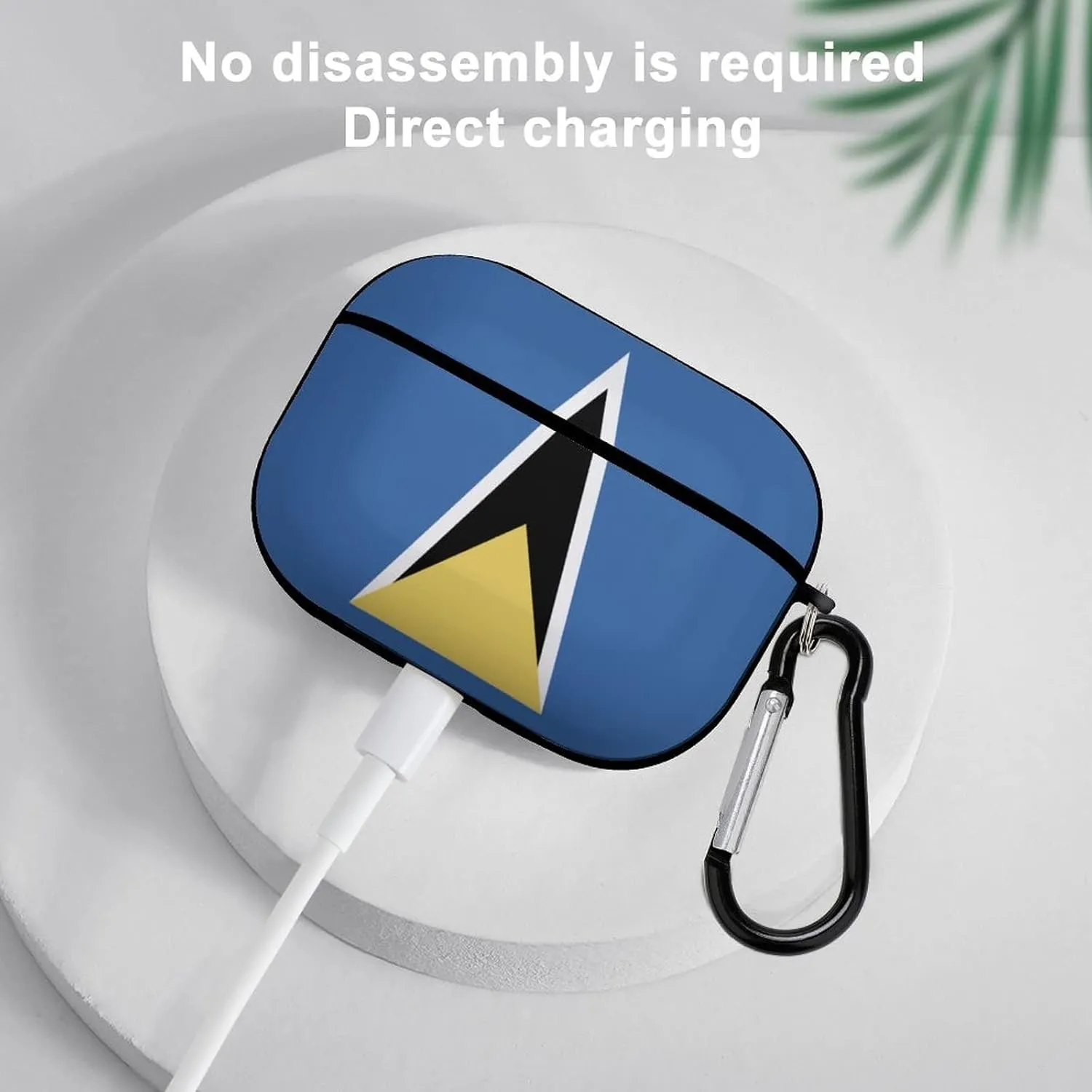 Saint Lucia Flag Full Printed Bluetooth Earbuds Case Cover for Airpods ProFull-Body Protective Earphone Case Cover with Keychain
