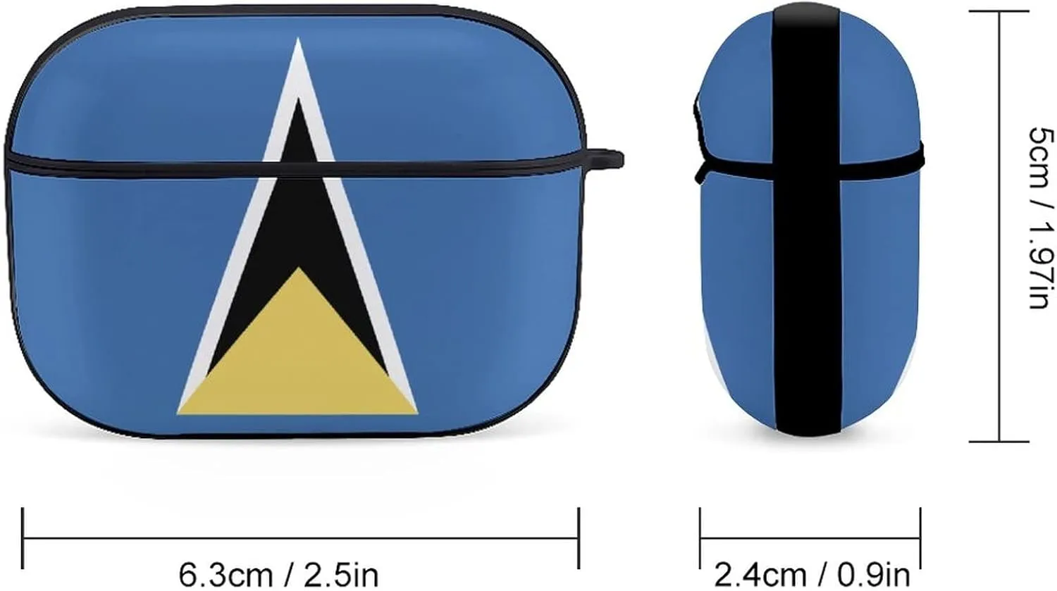 Saint Lucia Flag Full Printed Bluetooth Earbuds Case Cover for Airpods ProFull-Body Protective Earphone Case Cover with Keychain