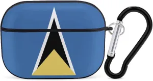 Saint Lucia Flag Full Printed Bluetooth Earbuds Case Cover for Airpods ProFull-Body Protective Earphone Case Cover with Keychain