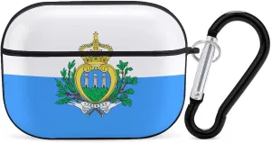 San Marino Flag Full Printed Bluetooth Earbuds Case Cover for Airpods ProFull-Body Protective Earphone Case Cover with Keychain
