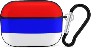 Serbian Flag Full Printed Bluetooth Earbuds Case Cover for Airpods ProFull-Body Protective Earphone Case Cover with Keychain