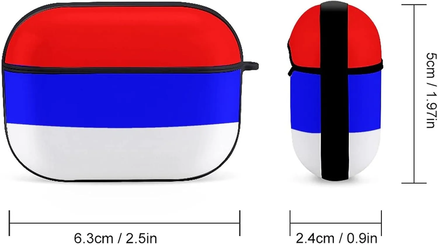 Serbian Flag Full Printed Bluetooth Earbuds Case Cover for Airpods ProFull-Body Protective Earphone Case Cover with Keychain