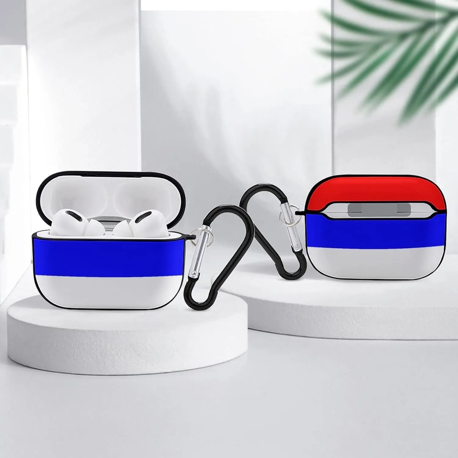 Serbian Flag Full Printed Bluetooth Earbuds Case Cover for Airpods ProFull-Body Protective Earphone Case Cover with Keychain