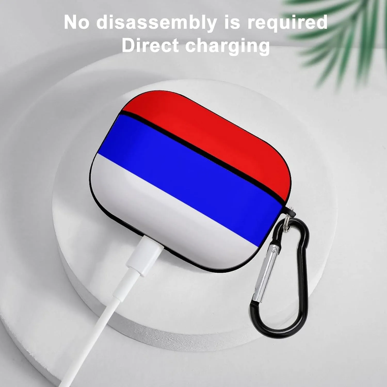 Serbian Flag Full Printed Bluetooth Earbuds Case Cover for Airpods ProFull-Body Protective Earphone Case Cover with Keychain