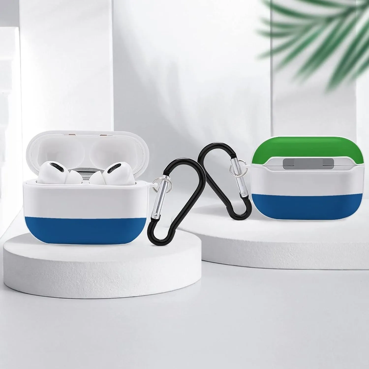 Sierra Leone Flag Full Printed Bluetooth Earbuds Case Cover for Airpods ProFull-Body Protective Earphone Case Cover with Keychain