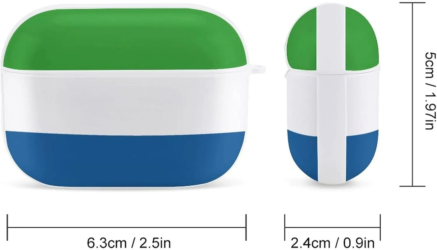 Sierra Leone Flag Full Printed Bluetooth Earbuds Case Cover for Airpods ProFull-Body Protective Earphone Case Cover with Keychain
