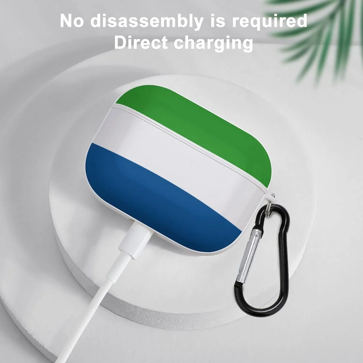 Sierra Leone Flag Full Printed Bluetooth Earbuds Case Cover for Airpods ProFull-Body Protective Earphone Case Cover with Keychain