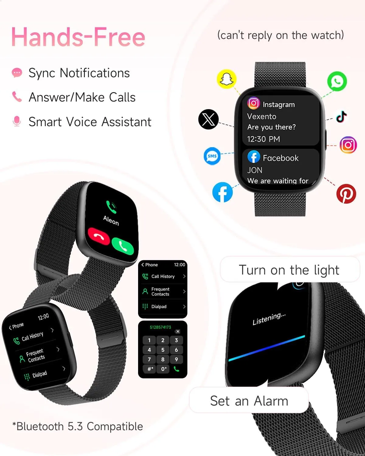 Smart Watch for Women Men, No Phone No APP Needed,1.83" Fitness Tracker Watch with Heart Rate/Step Tracker/Pedometer/Sleep, IP68 Waterproof Metal Smartwatch Compatible iOS Android