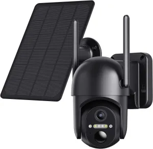 Solar Security Cameras Wireless Outdoor, Home Security Cameras System with 360 Panoramic View, Spotlight Night Vision (1pack)