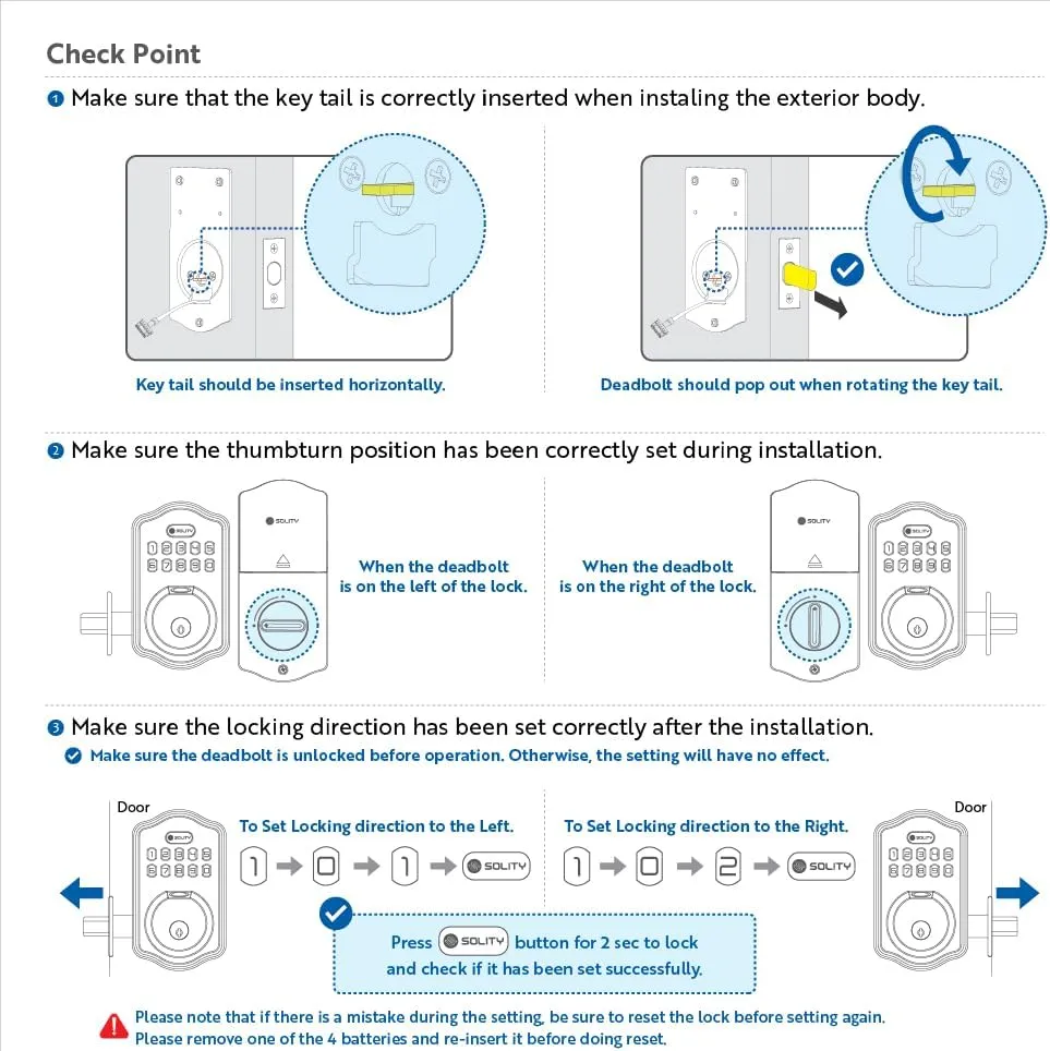Solity Smart Digital Electronic Deadbolt Door Lock, Keyless Entry, Auto Lock, 100 Custom Codes, Easy Installation, Keypad for Front & Back Door, Residential & Commercial, AT1 (Satin Nickel)