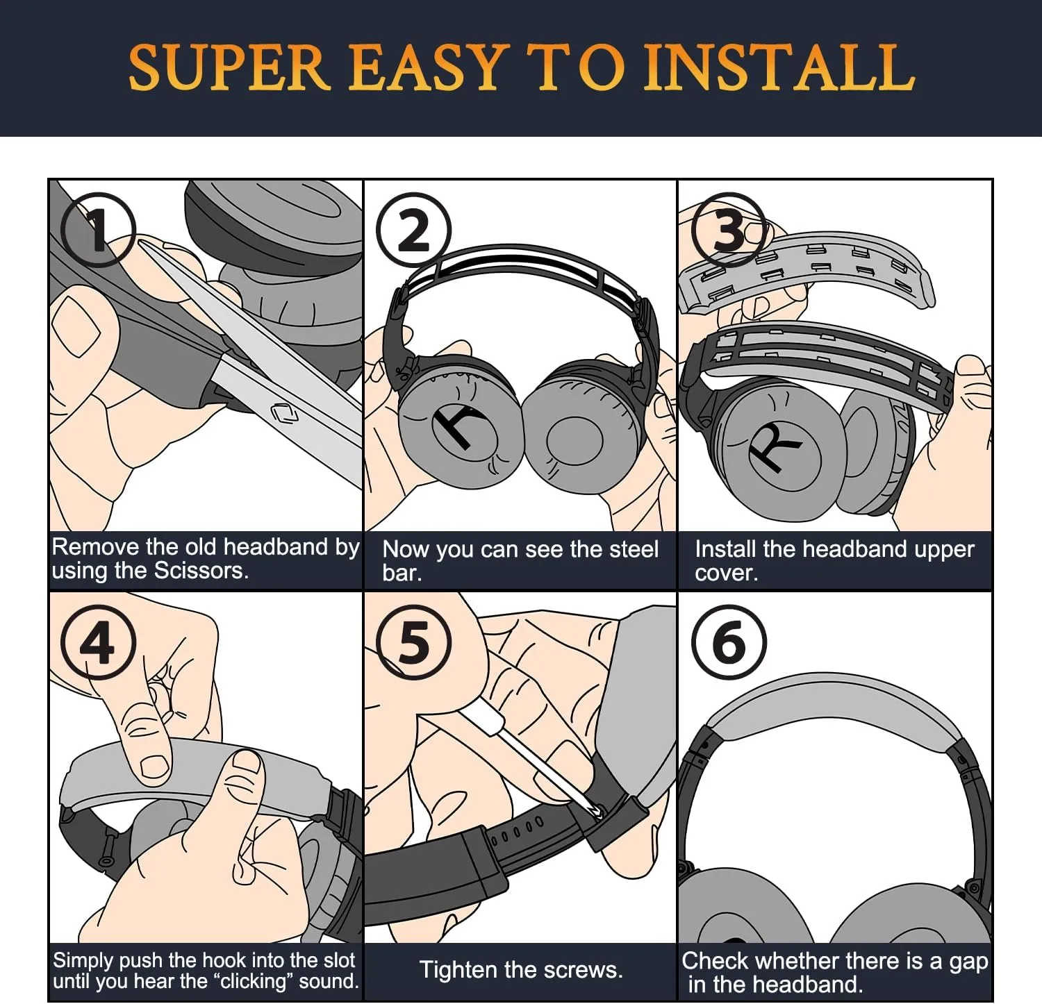 SOULWIT Ear Pads Cushions   Headband   Silicone Earpads Cover Protector, Replacement Kit for Bose QuietComfort 35 QC35, QC35 ii Over-Ear Headphones - Black Gold