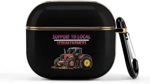 Support Your Local Lesbian Farmers Slim Travel Carrying Headphone Case Compatible with AirPods Smart Hard Shell Cover