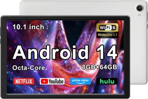 Tablet, Android Tablets with Octa-Core Processor, 10 inch Tablet with HD LCD Touch Screen, 8GB RAM 64GB ROM 1T Expand, Wi-Fi 6, BT 5.3, Dual Camera, Long Life Battery, Google Tablets 2024