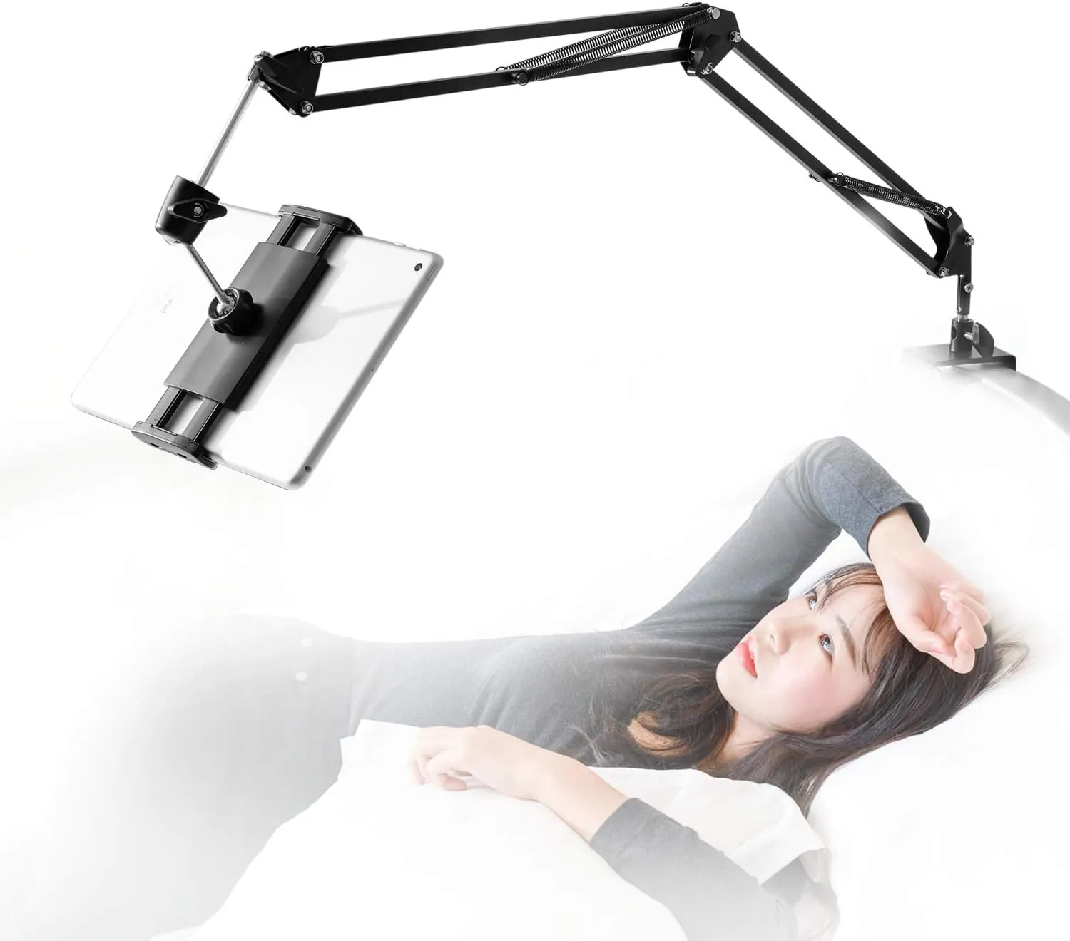 Tablet Stand for Bed,360 Degree Rotating Bed Tablet Mount Holder Stand with Aluminum Arm for iPad,iPhoneXS,N-Switch, Amazon Kindle Fire,or Other 4.7~12.9 inch-Screen Devices