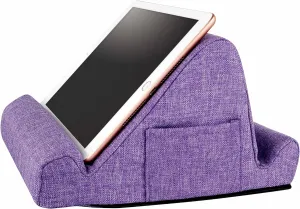 THE DUO Tablet Stand, Pillow Stand Holder, Purple, iPad, Book, Kindle, Premium Memory Foam, Accessory for Travel Car Bed or Tabletop, 2 Viewing Angles, Removeable Washable Cover & 2 Side Pockets