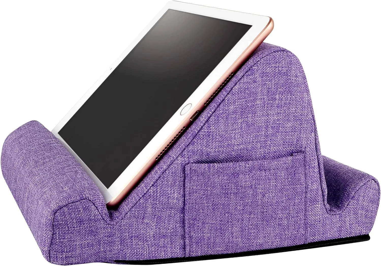 THE DUO Tablet Stand, Pillow Stand Holder, Purple, iPad, Book, Kindle, Premium Memory Foam, Accessory for Travel Car Bed or Tabletop, 2 Viewing Angles, Removeable Washable Cover & 2 Side Pockets