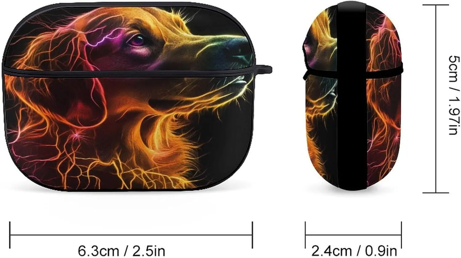 Thunder Retriever Dog Print Earbud Case Bluetooth Headphone Case Full Protective Case with Keychain Compatible with Airpods Pro Black-Style