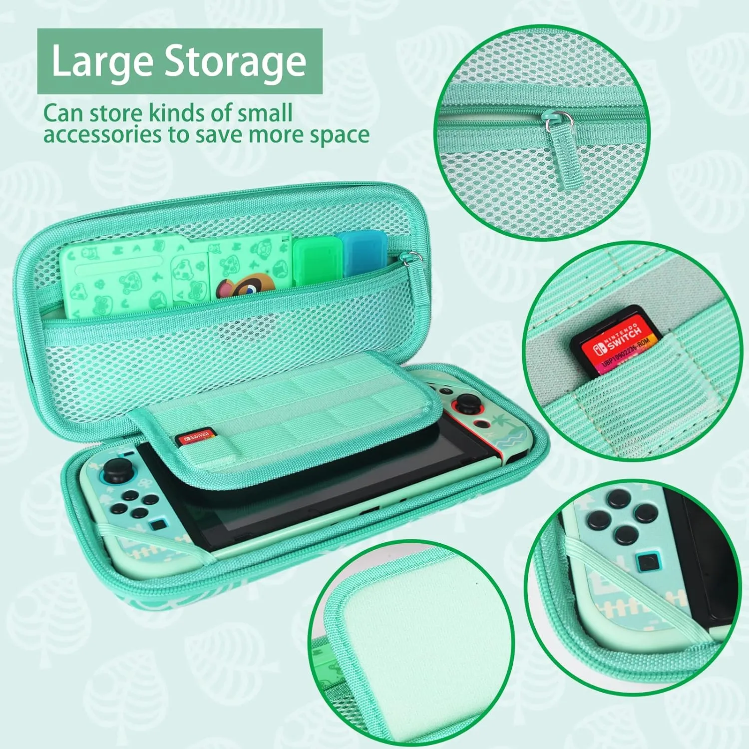 TIKOdirect Carrying Case for Switch, Cute Portable Travel Bag Accessories with Protective Cover, Screen Protectors, Stand, Game Card Holder and Thumb Grip caps[Keychain Gift], Animal Crossing