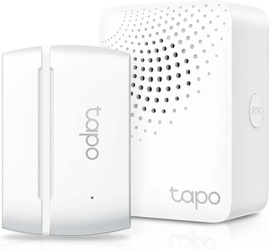 TP-Link Tapo Contact Sensor Starter Kit: "Contact Sensor Tapo T110"   "Hub Tapo H100" (Long Battery Life w/Sub-1G Low-Power Wireless protocol, 15mm Wide Gap Allowed, Real-Time Notification)