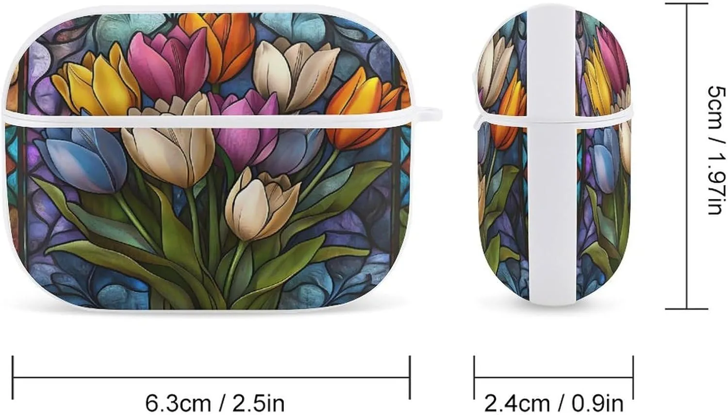 Tulips Earbud Case Bluetooth Headphone Case Full Protective Case with Keychain Compatible with Airpods Pro White-Style