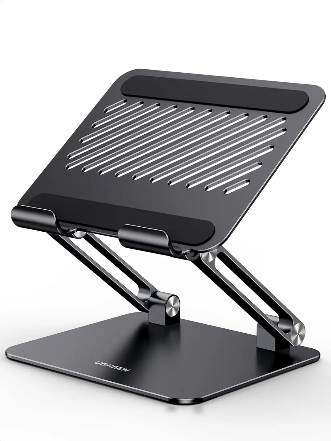 UGREEN Tablet Stand Holder for Desk Dual Rod Support Aluminum Tablet Holder Adjustable Multi-Angle Home Office Accessories Compatible with iPad Pro 13 12 11 10.5 Air Mini 5 4 3 2 Phone E-Reader Black