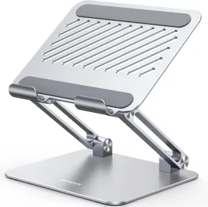 UGREEN Tablet Stand Holder for Desk Dual Rod Support Aluminum Tablet Holder Adjustable Multi-Angle Home Office Accessories Compatible with iPad Pro 13 12 11 10.5 Air Mini 5 4 3 2 Phone E-Reader Silver