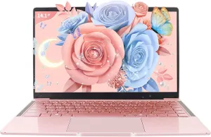 Ultra Light and Portable 14"" Rose Gold Laptop -Win11 Pro/Office 2019, Celeron J4105, FHD IPS Display, 6GB RAM, 180 Hinge/HDMI/WiFi/BT - Perfect for Travel, Work, Study, and Play! (512G SSD)