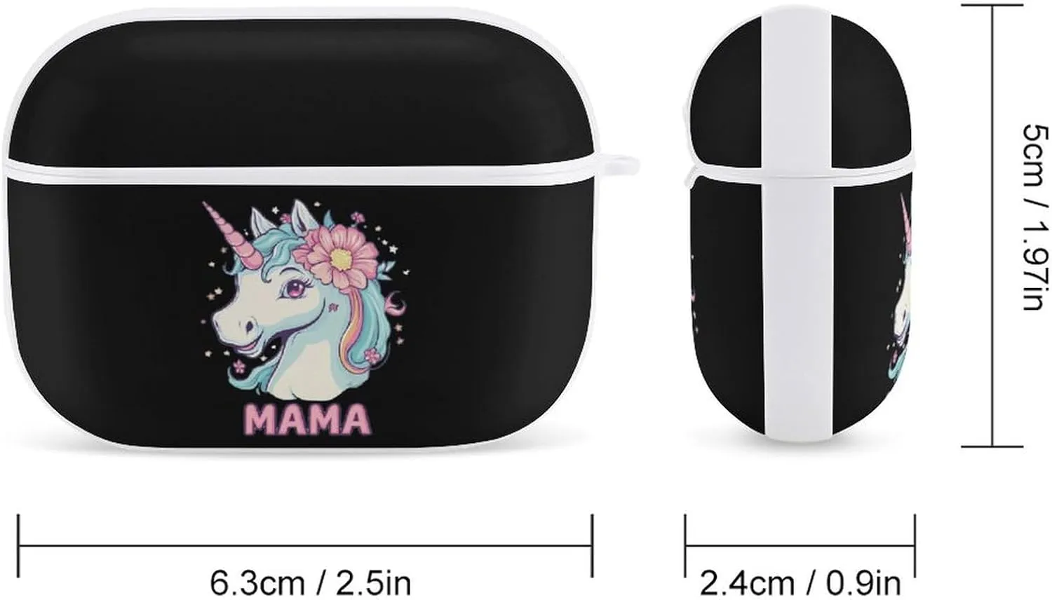 Un-icorn Mama Earbud Case Bluetooth Headphone Case Full Protective Case with Keychain Compatible with Airpods Pro White-Style