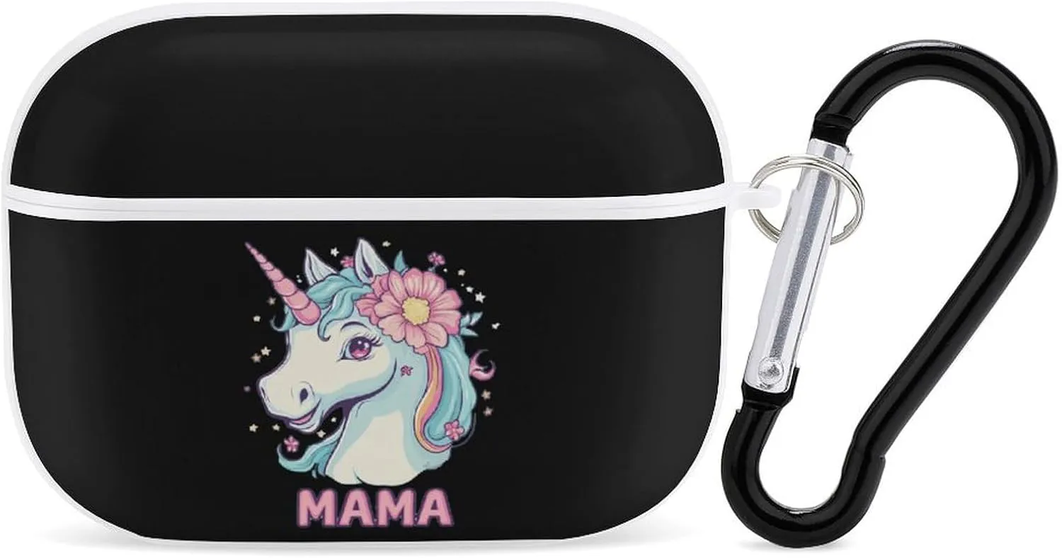 Un-icorn Mama Earbud Case Bluetooth Headphone Case Full Protective Case with Keychain Compatible with Airpods Pro White-Style
