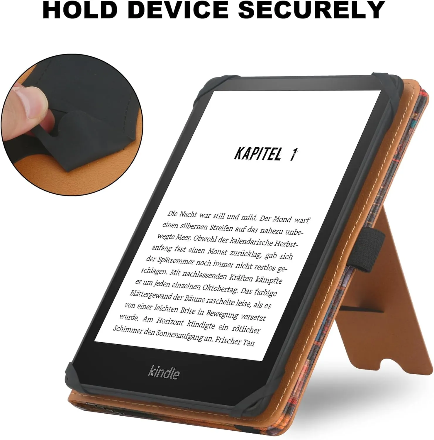 Universal Case for 6",6.8" E-Reader, Compatible with Paperwhite/Sony/kobo/Pocketbook/Nook/tolino 6-6.8inch ebook Reader,Premium PU Leather Cover with Hand Strap and Foldable Stand,Library