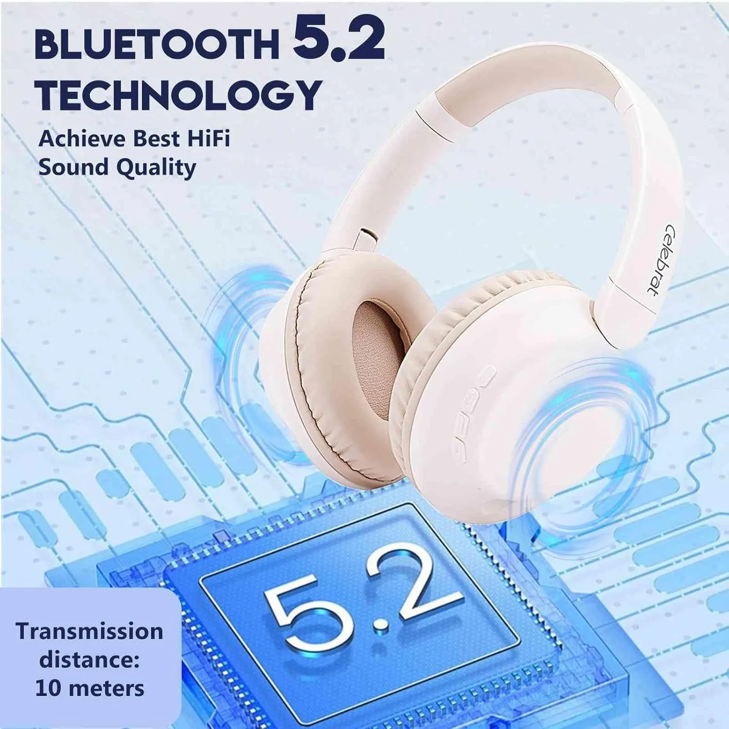 UrbanX A32 Over-Ear Bluetooth Headphones - HD Wireless Sound with Mic for Amazon Fire Max 11/HD 8 Plus (2022)/HD 8 (2022)/HD 10 Plus (2021)/HD 10 (2021) - 20H Playtime, Workout & Travel -White.