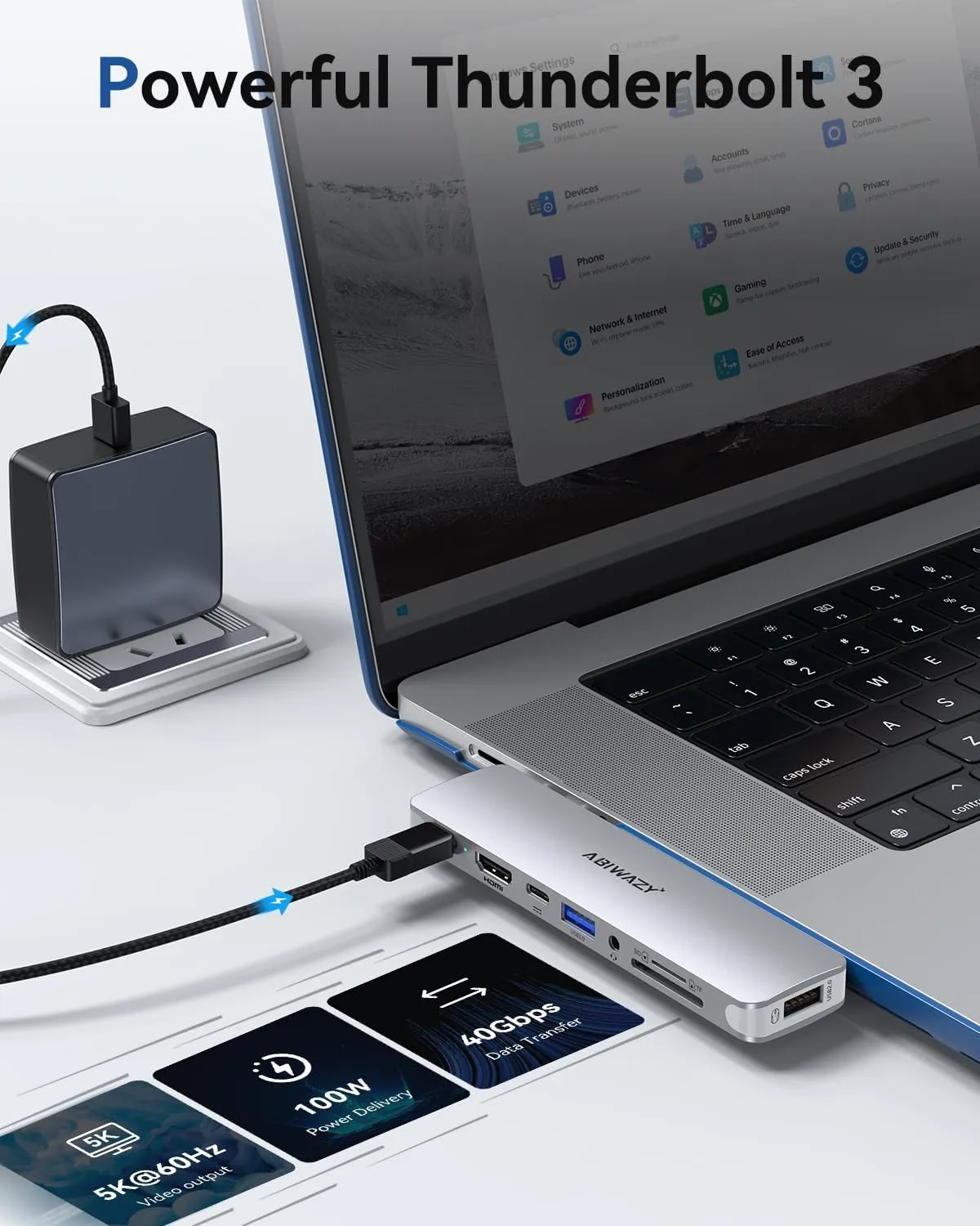 USB C Adapter HDMI USB Multiport Hub,Designed for MacBook Pro/Air with Case,8 in 2 Accessories with 4K@60hz HDMI,Thunderbolt 3,USB C and 3 USB A 3.0 Data Ports SD TF Card Reader, Audio (Sliver)