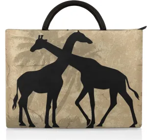 Vintage Coconut Giraffe Silhouettes Laptop Sleeve with Handle Waterproof Computer Carrying Case