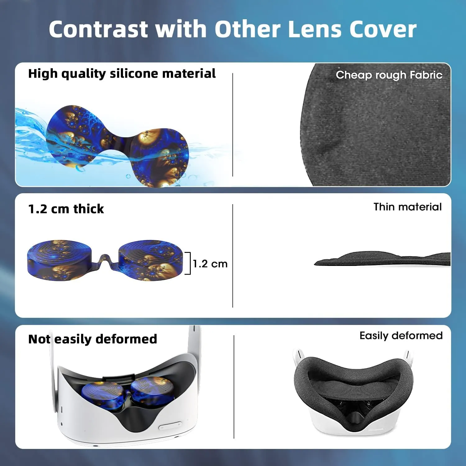 VR Accessories for Oculus Quest 2, Silicone Face Cover/Controller Grip Cover/VR Shell Cover/Lens Cover/10PCS Disposable Eye Cover are Included in VR Headset Accessories Set,(BlueFire)