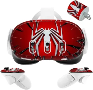 VR Headset Spider Helmet Skin and Accessories Stickers Kit Compatible with Quest 3 Skin Vinyl Protective Cover Decal Compatible with Oculus Quest 3 (Spider2)
