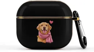 Warm Golden Retriever Dog with A Scarf Slim Travel Carrying Headphone Case Compatible with AirPods Smart Hard Shell Cover