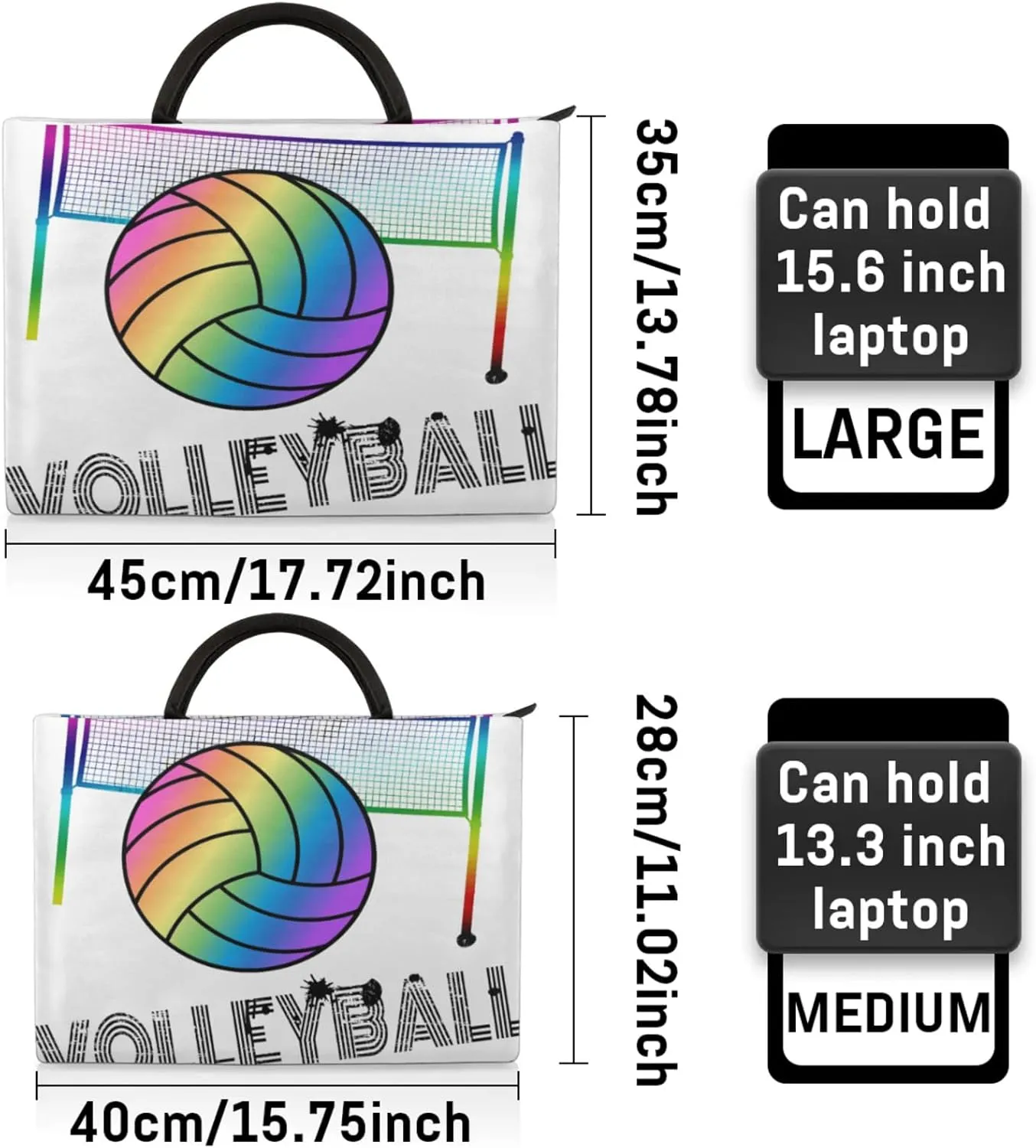 Watercolour Volleyball Laptop Sleeve with Handle Waterproof Computer Carrying Case